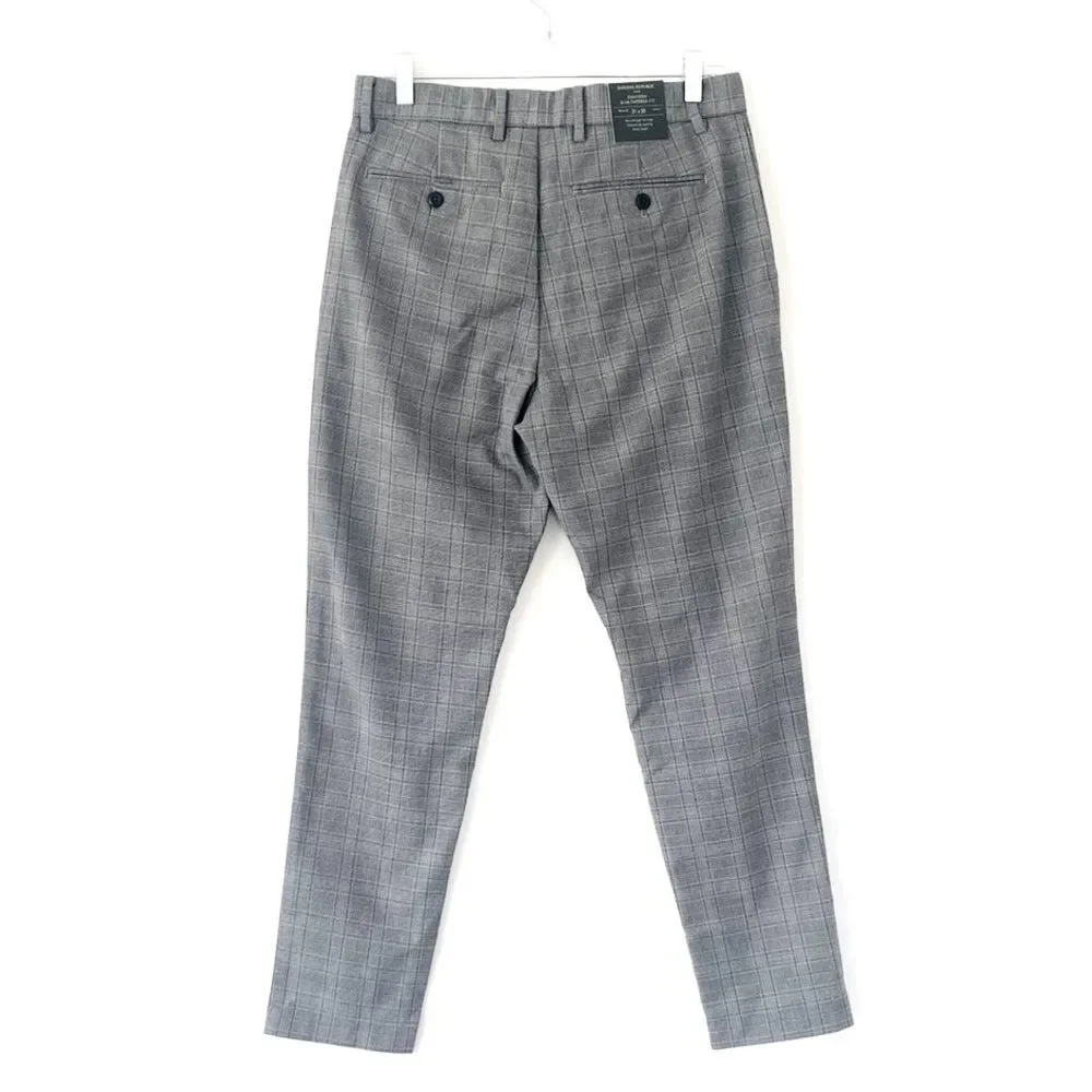 New Banana Republic Gray Checkered Lightweight Pants Slim Tapered Fit New tags
